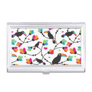 cute toucan bird tropical illustration business card holder