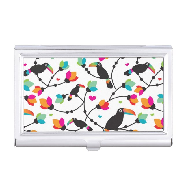 cute toucan bird tropical illustration business card holder (Front)