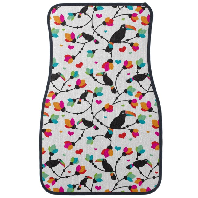 cute toucan bird tropical illustration car floor mat (Front)