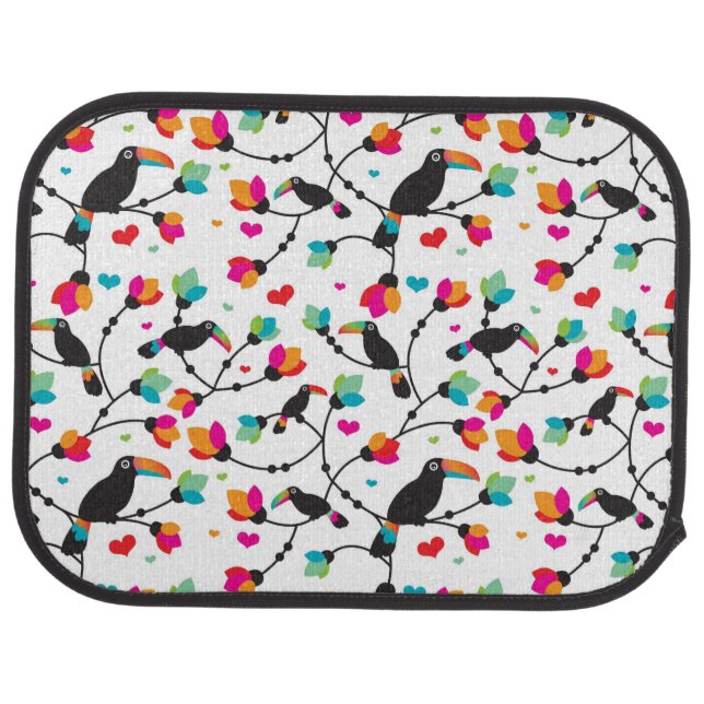 cute toucan bird tropical illustration car mat (Rear)