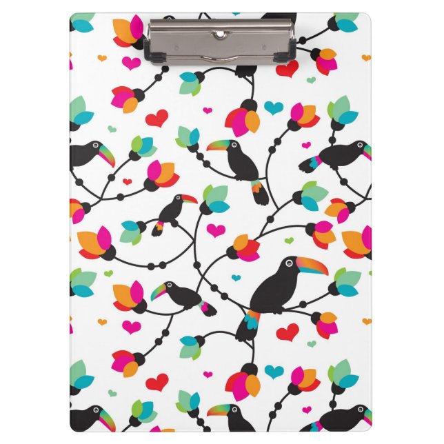 cute toucan bird tropical illustration clipboard (Front)