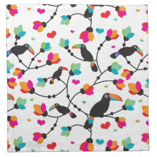cute toucan bird tropical illustration cloth napkin