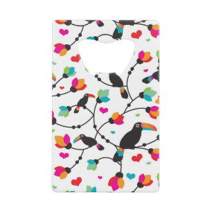 cute toucan bird tropical illustration credit card bottle opener