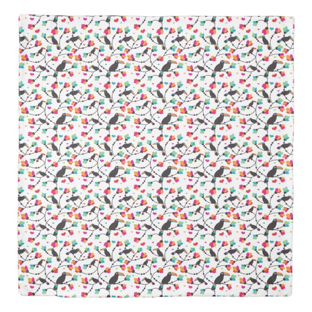 cute toucan bird tropical illustration duvet cover (Front)