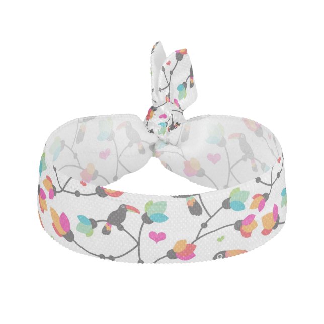 cute toucan bird tropical illustration elastic hair tie (Front)