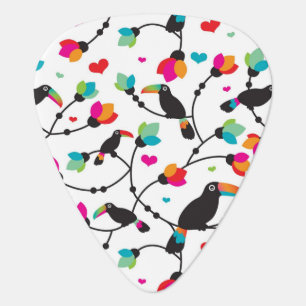 cute toucan bird tropical illustration guitar pick