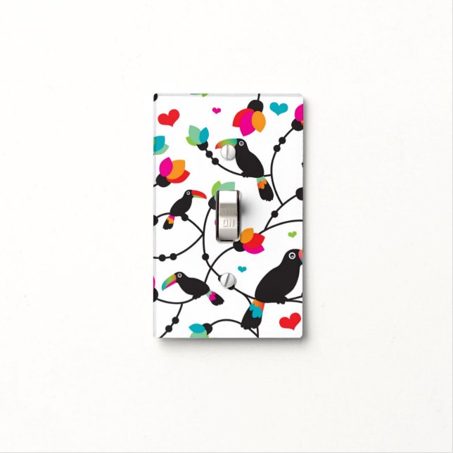 cute toucan bird tropical illustration light switch cover (In Situ)