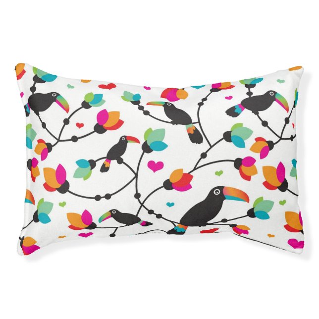 cute toucan bird tropical illustration pet bed (Front)