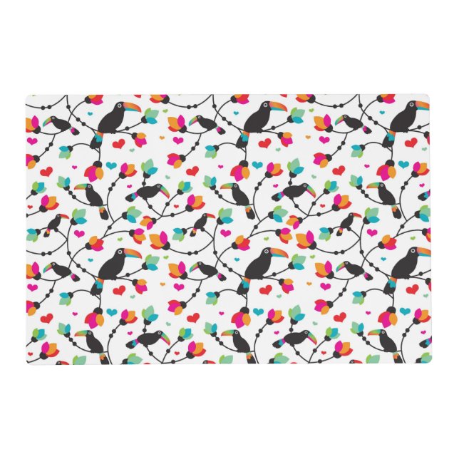 cute toucan bird tropical illustration placemat (Front)
