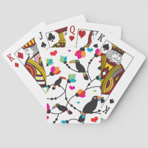 cute toucan bird tropical illustration poker cards