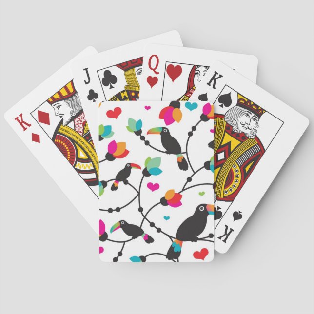cute toucan bird tropical illustration poker cards (Back)