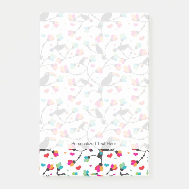 cute toucan bird tropical illustration post-it notes (Front)