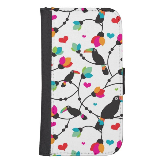 cute toucan bird tropical illustration samsung galaxy wallet case (Front)