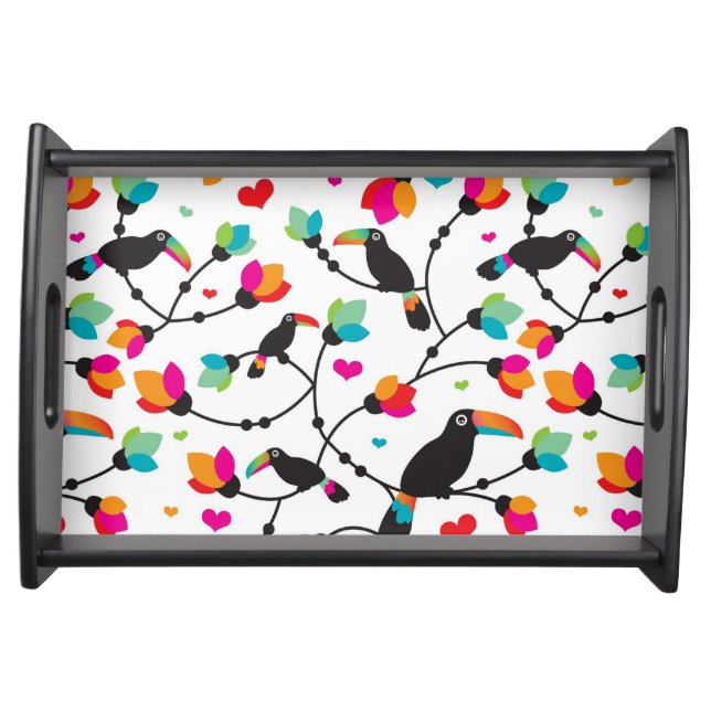 cute toucan bird tropical illustration serving tray (Front)