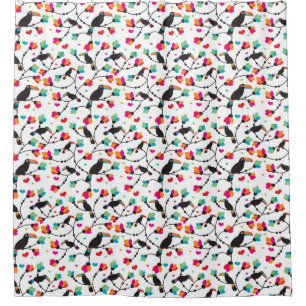 cute toucan bird tropical illustration shower curtain