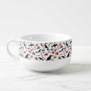cute toucan bird tropical illustration soup mug