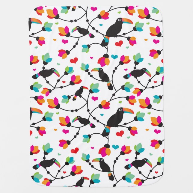 cute toucan bird tropical illustration swaddle blanket (Front)