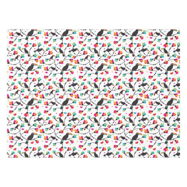 cute toucan bird tropical illustration tablecloth (Front (Horizontal))
