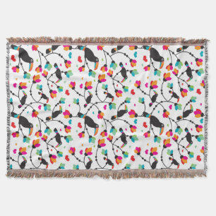 cute toucan bird tropical illustration throw blanket