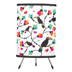 cute toucan bird tropical illustration tripod lamp