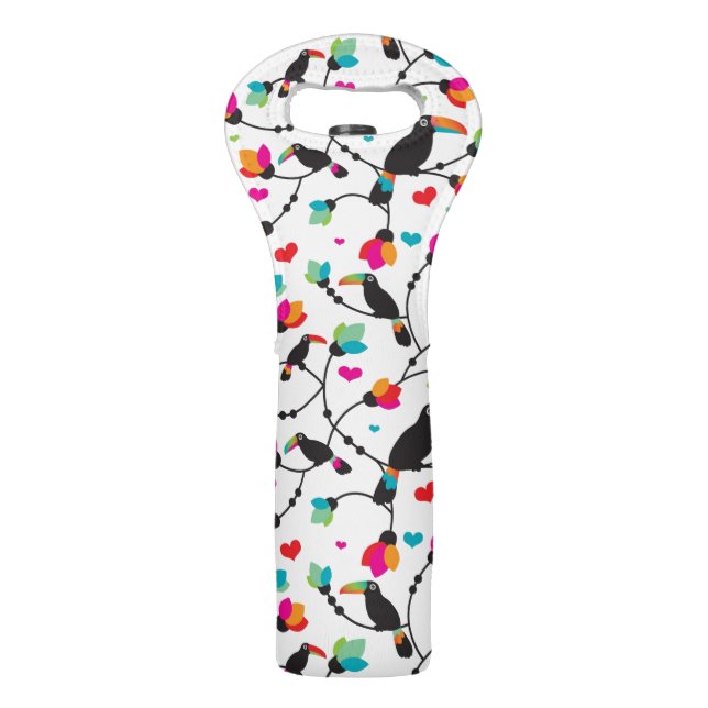 cute toucan bird tropical illustration wine bag (Front)