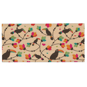 cute toucan bird tropical illustration wood flash drive
