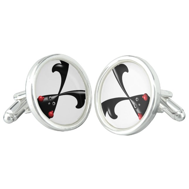 Cute Tough Bunny Boxer Rabbit Cufflinks (Angled)