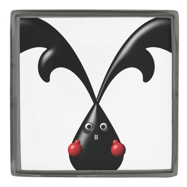 Cute Tough Bunny Boxer Rabbit Gunmetal Finish Lapel Pin (Front)