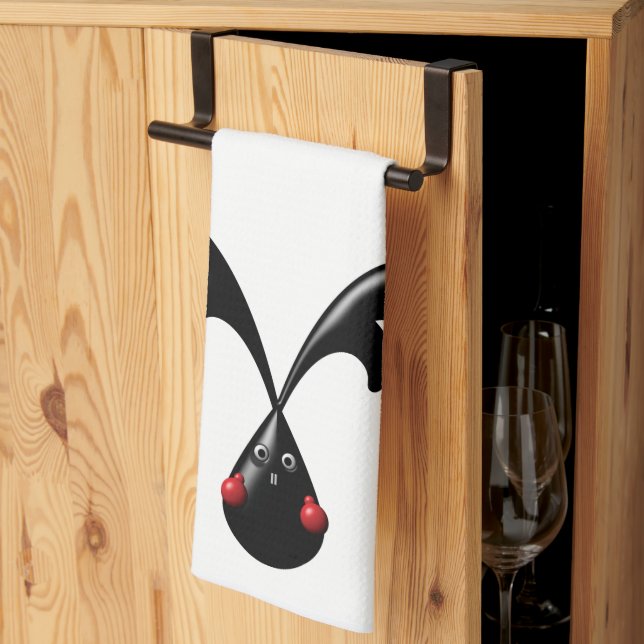 Cute Tough Bunny Boxer Rabbit Kitchen Towel (Thirds Fold)