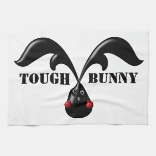 Cute Tough Bunny Boxer Rabbit Kitchen Towel