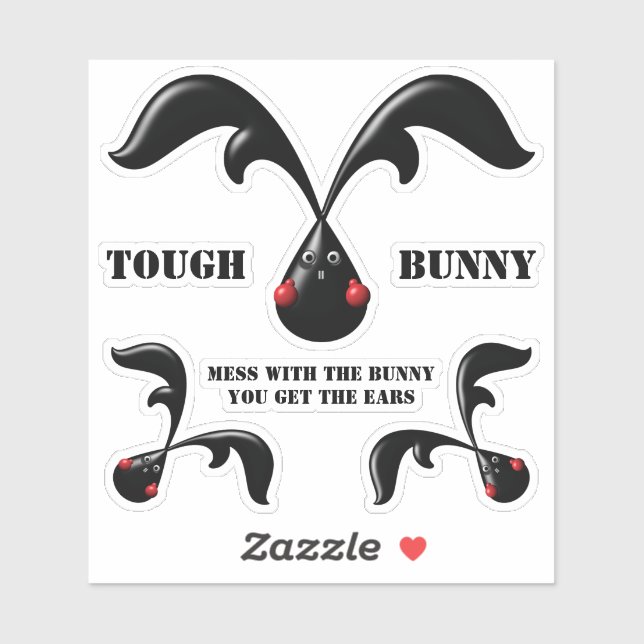 Cute Tough Bunny Boxer Rabbit Sticker (Sheet)