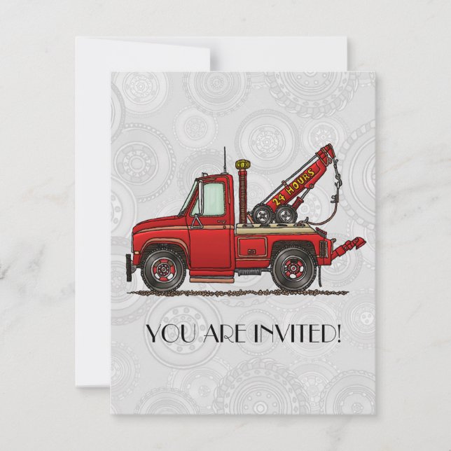 Cute Tow Truck Wrecker Invitation (Front)