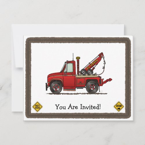 Cute Tow Truck Wrecker Invitation
