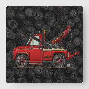 Cute Tow Truck Wrecker Square Wall Clock