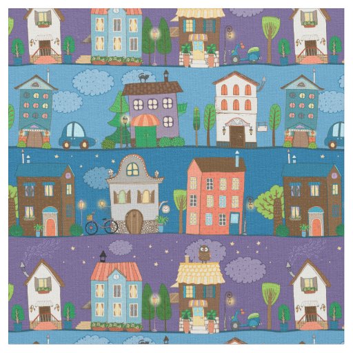 Cute Town Streets Fabric