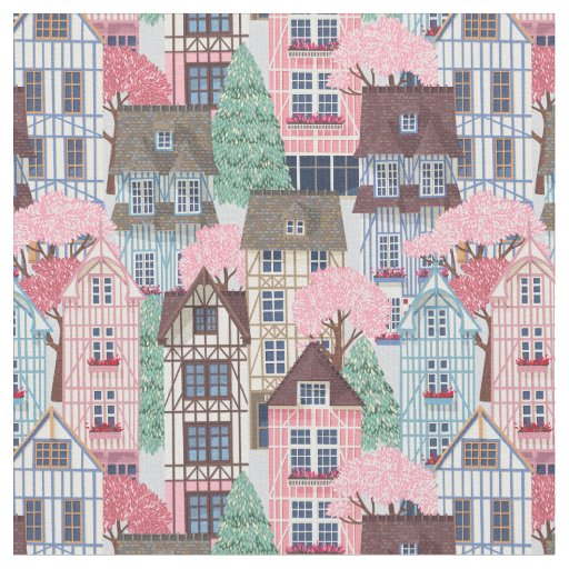 Cute Town Streets Fabric