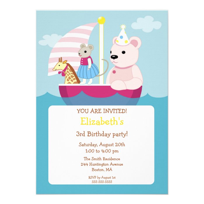 Cute Toy Boat Kid's Birthday Invitations