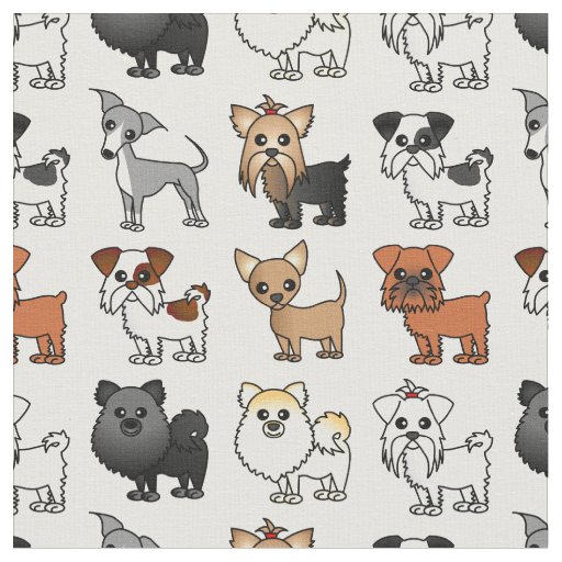 Cute Toy Dog Breed Pattern Fabric