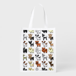 Cute Toy Dog Breed Pattern Grocery Bag