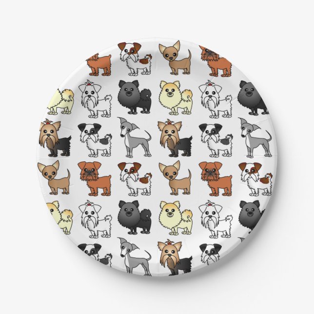 Cute Toy Dog Breed Pattern Paper Plates (Front)