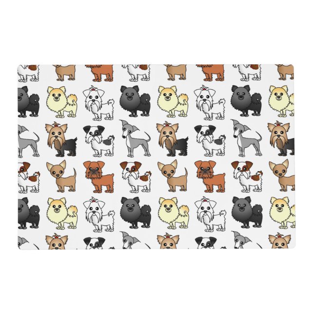 Cute Toy Dog Breed Pattern Placemat (Front)