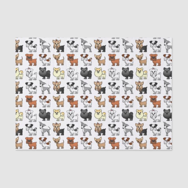 Cute Toy Dog Breed Pattern Tissue Paper (Front)