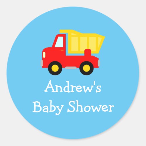 Cute toy dump truck baby shower stickers seals