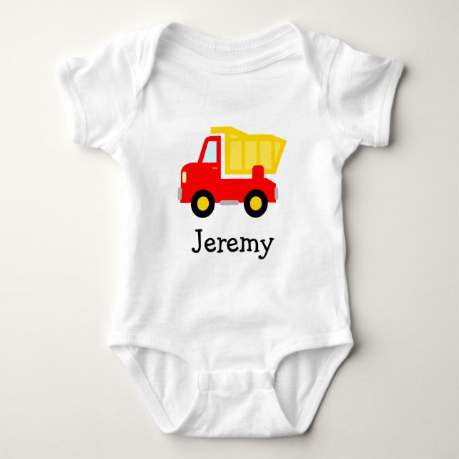Cute toy dump truck cartoon baby jumpsuit for boys bodysuit (Front)