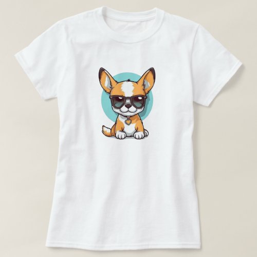 Cute Toy Fox Terrier Dog Wearing Sunglasses T_Shirt