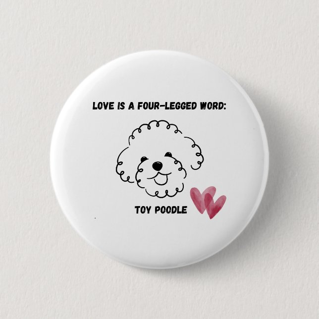 cute toy poodle  button (Front)