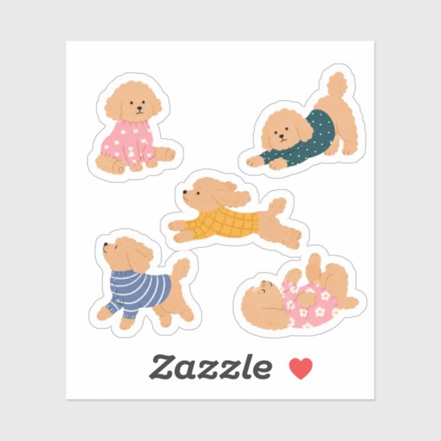 Cute Toy Poodle Dog Wearing Sweaters Pattern Lapto Sticker (Sheet)