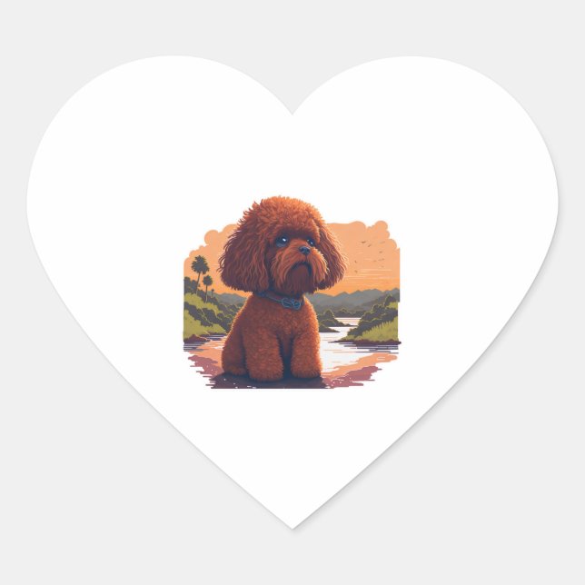 Cute Toy Poodle  Heart Sticker (Front)