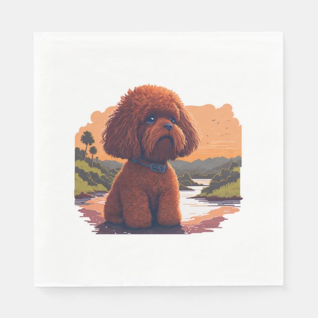 Cute Toy Poodle  Napkins (Front)