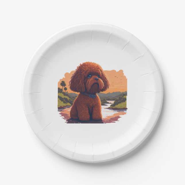 Cute Toy Poodle  Paper Plates (Front)